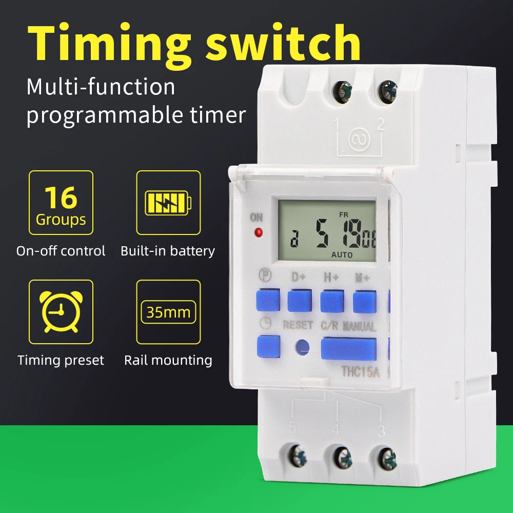 Programmable Timer Digital 16 Sets Intelligent Chip Time Control Switch With Lock Key for Charging Road Lighting