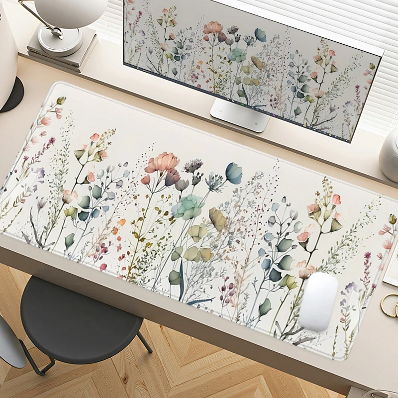

Cute Wildflowers Mouse Pad Large Desk Accessories Desk Pad Rubber Base with Stitched Edge Mousepad Non-Slip Mousepad for Office