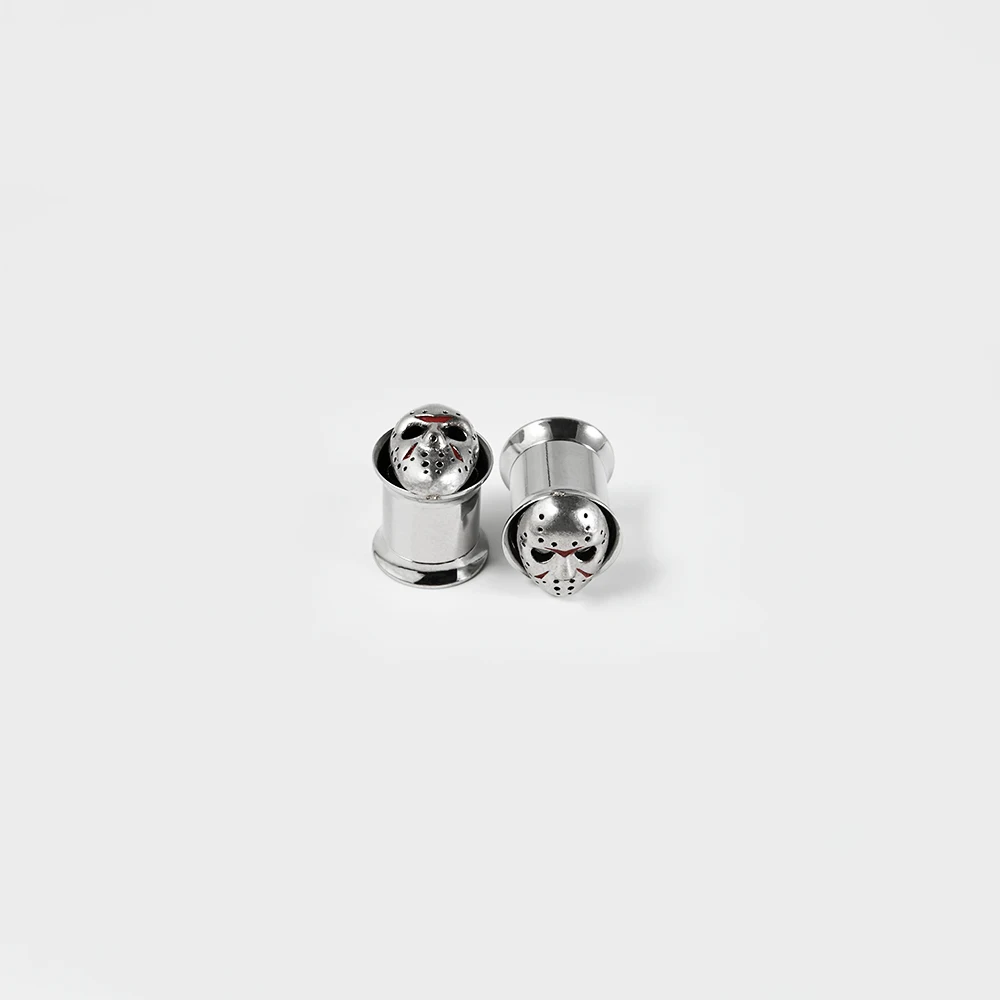1PC Stainless Steel Mask Ear Plug Expander Piercing Screw Ear Gauges Earring Gauges Stretcher Body Piercing Jewelry 8-30mm
