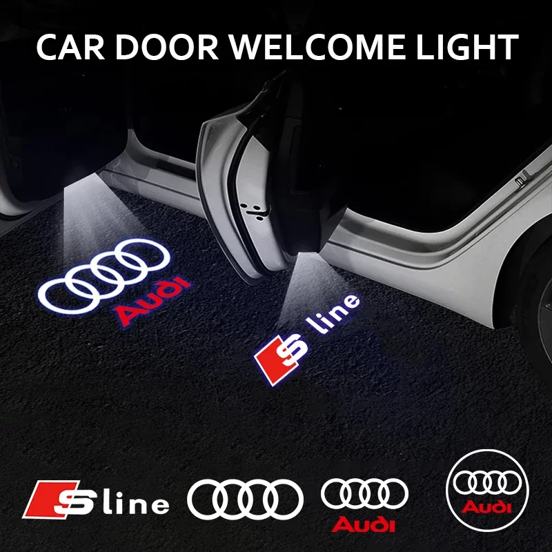 1/2PCS Car Wireless Door Led Welcome Light Projection Lamp Light For Audi A4 B5 B6 B7 B8 A1 A3 A6 A5 A7 A8 Q3 Q5 Q7 TT sticker