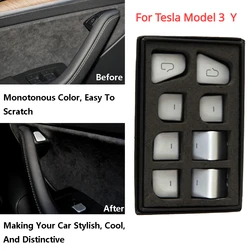 Per tesla model y 2023 accessori auto 11pcs pulsante interruttore alzacristalli adesivo pulsante porta adesivo per Tesla Model3 Y Accessorie