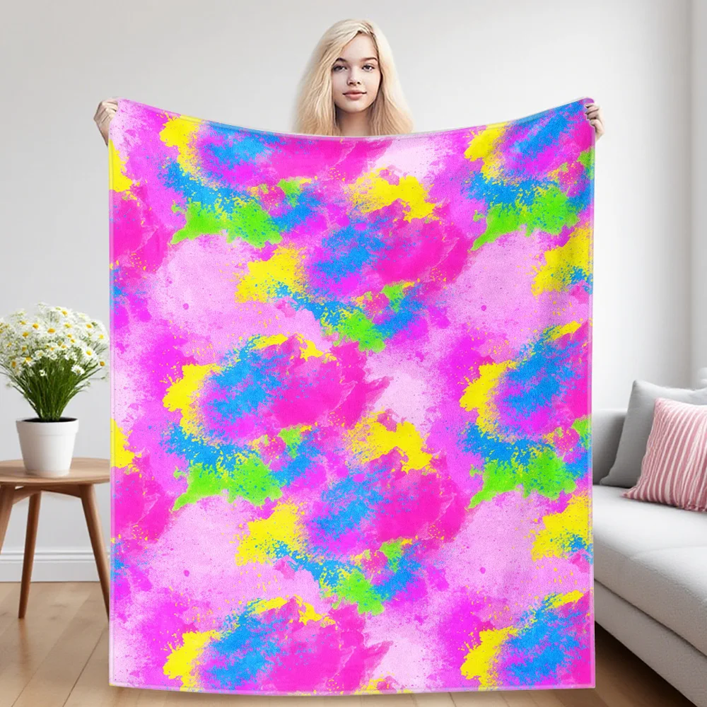 Bright Spray Paint Flannel Luxury Blanket, Lightweight And Comfortable Woolen Blanket, Ultra-Fine Fiber