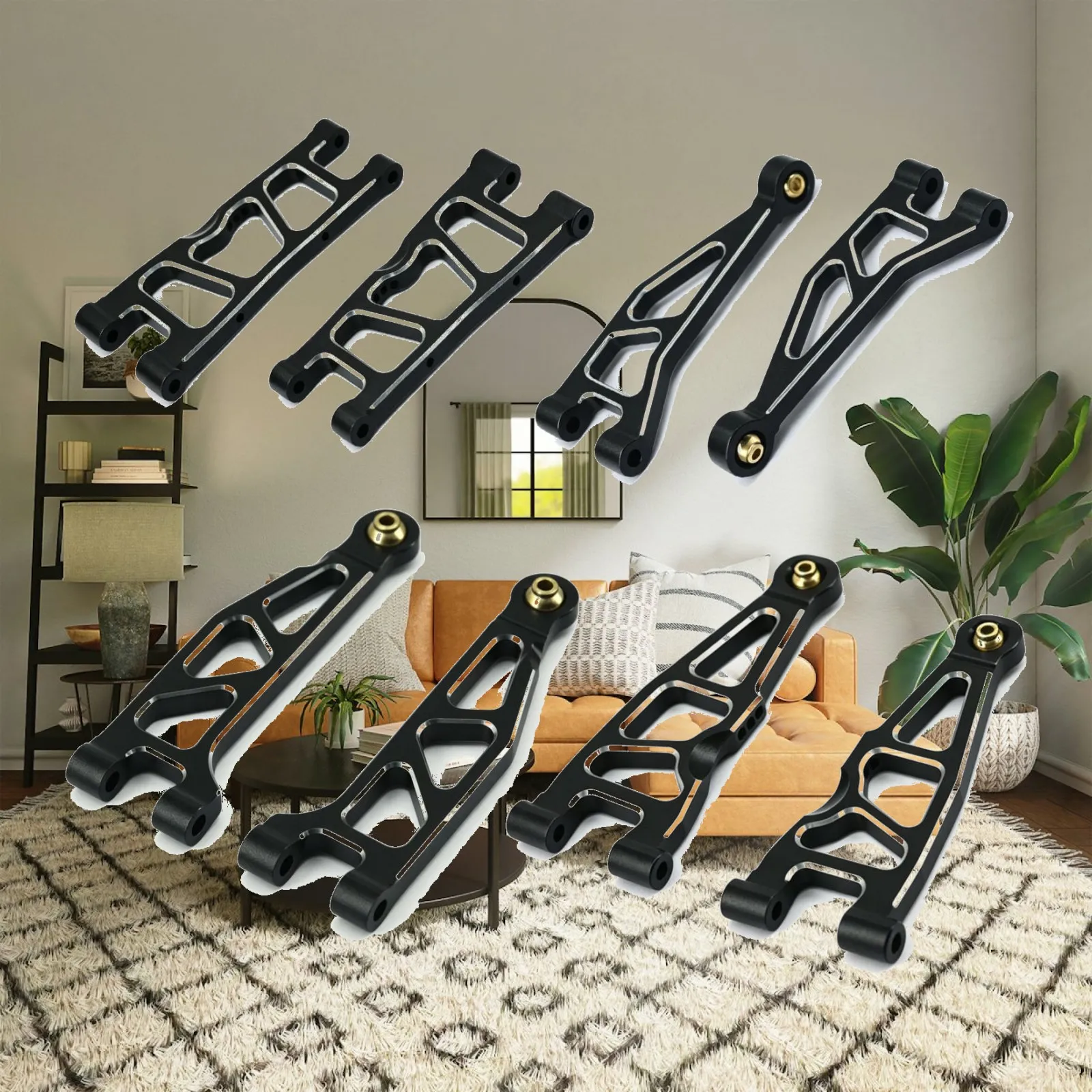 8 Pieces RC Damping Control Arms Machined RC Control Arms with Bushings Front Damping Arm Upgrade Parts Sturdy