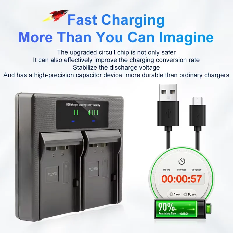 VC296G Plate Dual Charger  for JVC BN-VC296G/GY-HC500/GY-HC550 Battery Charger