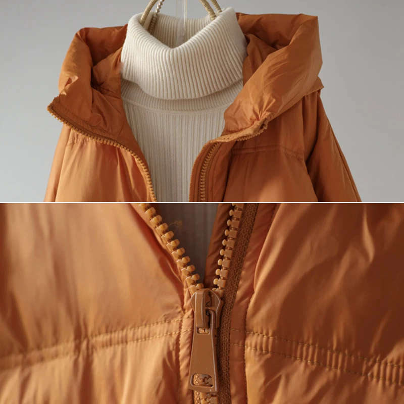 Schinteon-Chaqueta holgada de plumón de pato para mujer, abrigo informal de talla grande, con capucha, estilo coreano, novedad de otoño e invierno, 2023