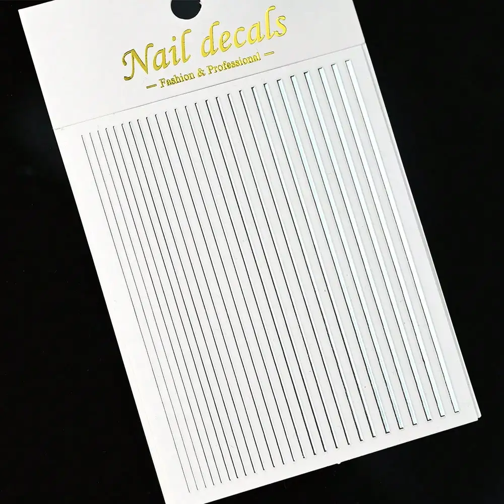 12 Colors Fantasy Stripe Laser Line Design Nail Art Stickers - Self-Adhesive, Nail Striping Tape Metallic Lines French