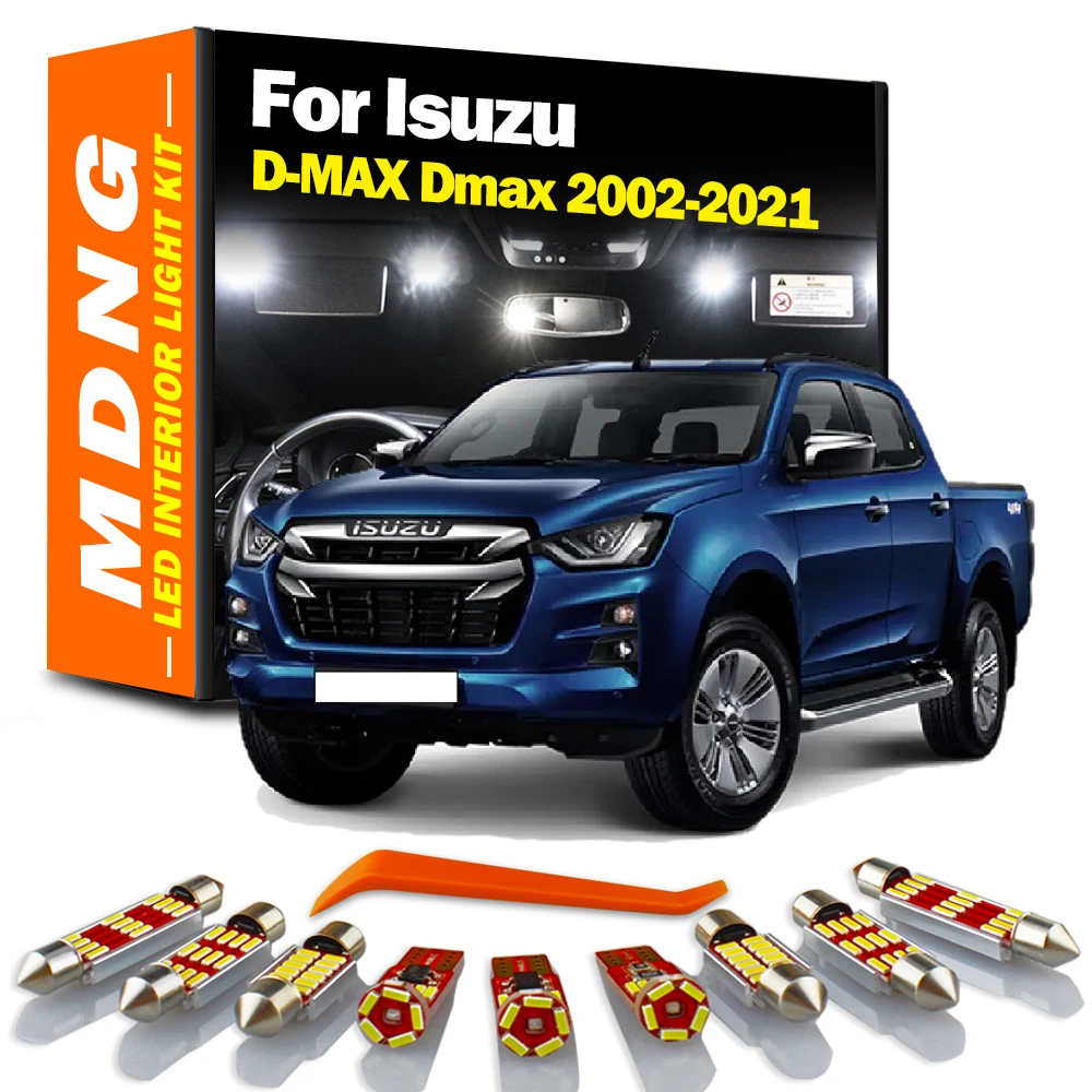 MDNG 8Pcs For Isuzu D-MAX Dmax 2002-2016 2017 2018 2019 2020 2021 LED Interior Dome Map Trunk Light Kit Car Led Bulbs Canbus