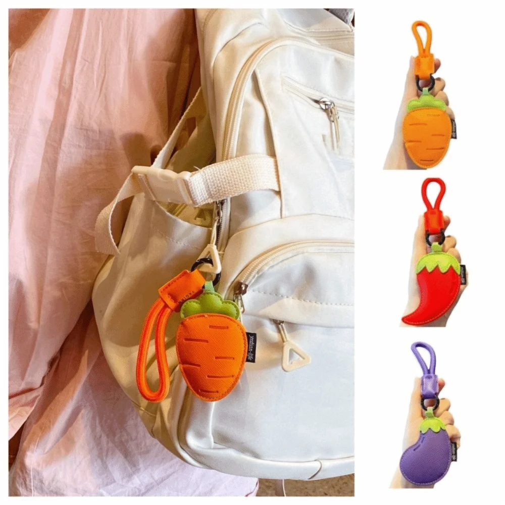 

Fashion Cartoon Vegetable Keychain Eggplant Braided Rope PU Leather Bag Pendant Carrot Birthday Gifts Car Keyring Girl/Boy
