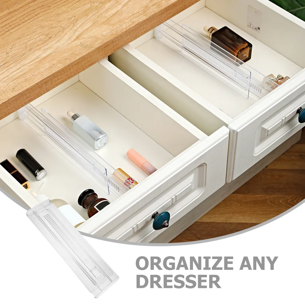 

2pcs Transparent Drawer Partition Dividers Adjustable Clear Plastic Boards Organizer Retractable Separator Storage Solution