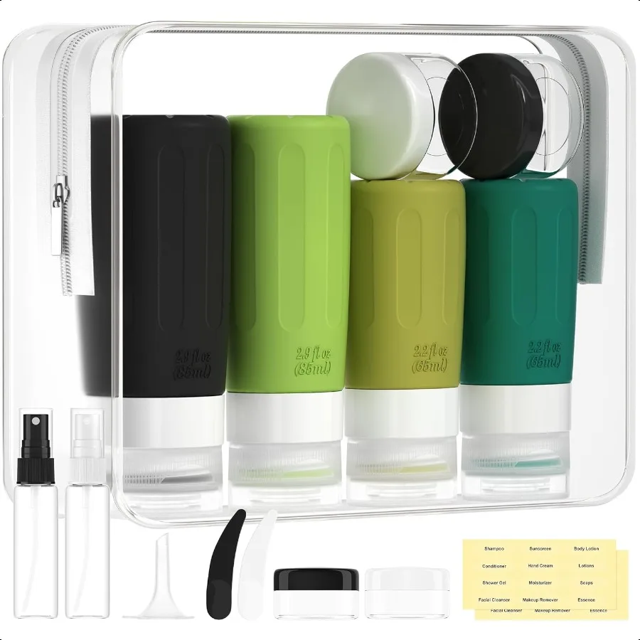 

16 Pack Silicone Travel Bottles Set for Toiletries TSA Approved Travel Containers Leakproof Squeezable Refillable Travel Access