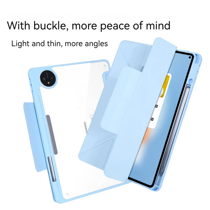 

Multi-angle Stand Leather Case For Huawei Matepad 11.5 2023 With Clasp Transparent Hard Cover For Matepad Pro 11 10.8 Se 10.4