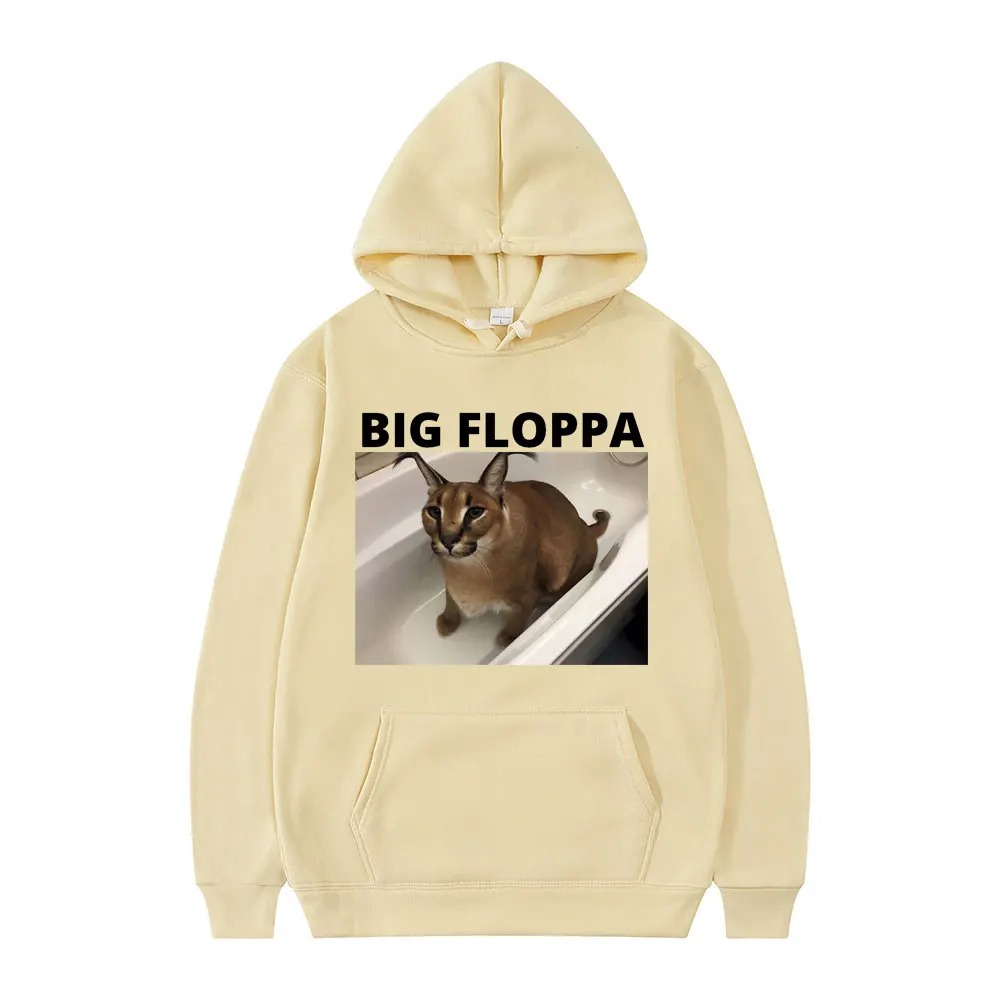 Big Floppa Funny Meme Cute Cat Animal Hoodie Men Women  Sweatshirt Autumn/Winter Fleece Oversized Long Sleeve Loose Streetwear