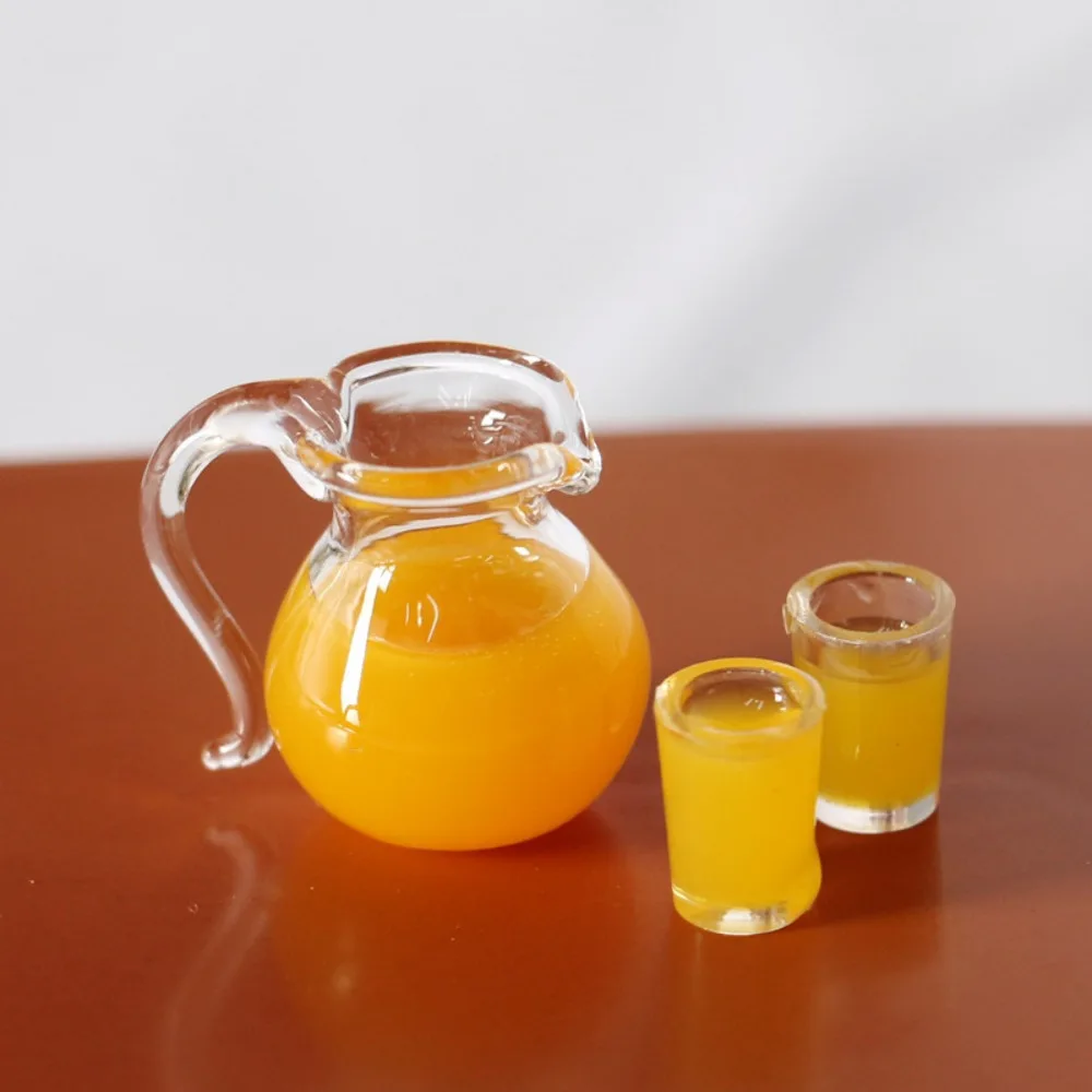 Resin Orange Juice Accessories 1/12 Scale Mini Accessories Simulation Miniature Drinking Model Drinks Jug Cup