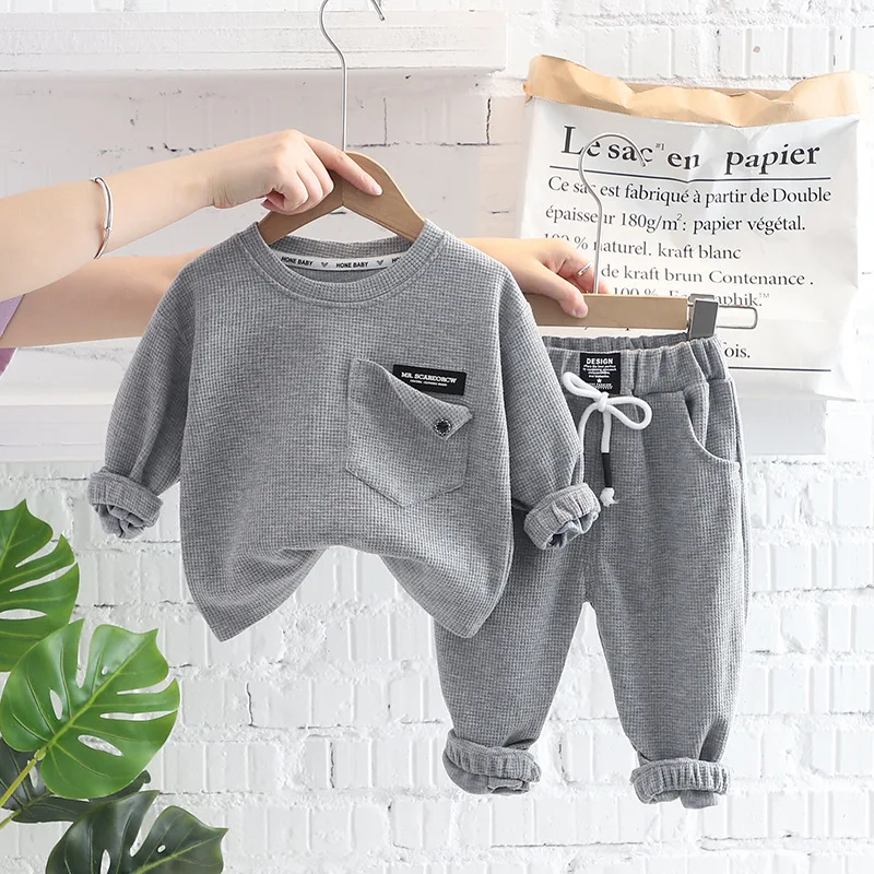 1-3Year sets Autumn Boy Suit Long Sleeve Loose-fit Sweatshirt Casual Pants Sportswear Stylish 2-piece Set Trendy Children's Sets image 4