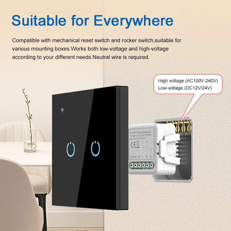 Smart Dry Contact WiFi&zigbee Switch Module Smart Home DIY Breaker Relay DC 12/24V AC 100-240V Compatible with Alexa Google Home