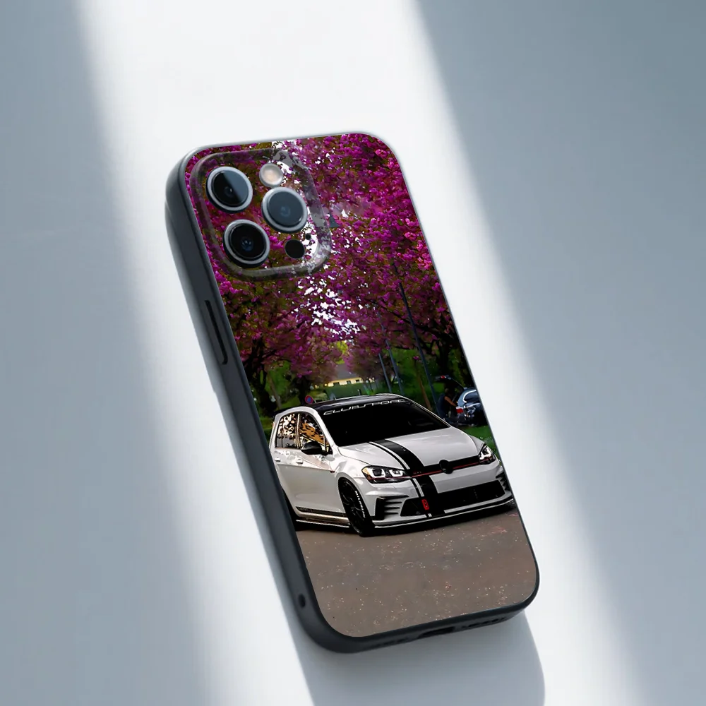 حافظة هاتف G-Golf Mk7 Car GTI لهواتف iPhone 16,15,14,13,12,11,Pro,Max,Plus,X,XS,SE,E,Mini,Soft Silicone Black Case