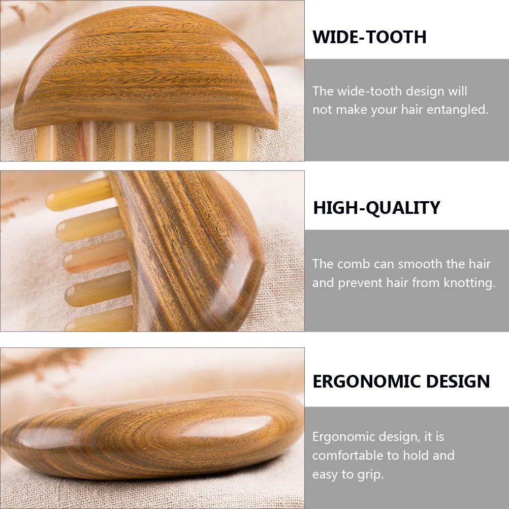 

1Pcs Wood Comb Wide Tooth Smooth Sandalwood Hairdressing Comb Lightweight Portable Travel Massage Unisex Hair Styling Tool