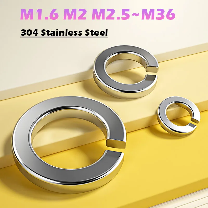 M1.6 M2 M3 M4 M5 M6 M8 M10 M12 M14 M16 M18 M20 M22 M24 M30 304 Stainless Steel Spring Washer Split Lock Elastic Gasket Washers