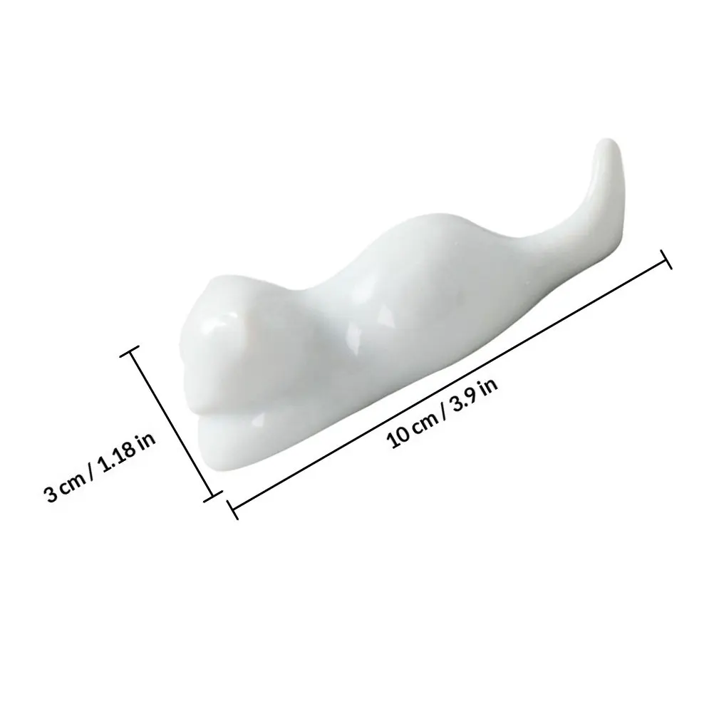 Cat Design Ceramic Calligraphy Pen Holder Brush Rest for Ink Pens Sumi Brushes Writing Tools Artistic Study Desk Decor Pen Rack