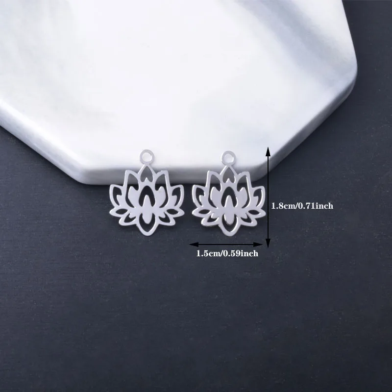 50 Stück AC14606 Messing Laser-geschnittene Dünne Lotus-Anhänger für DIY-Schmuck, Ohrringe und Halsketten – Detail 4