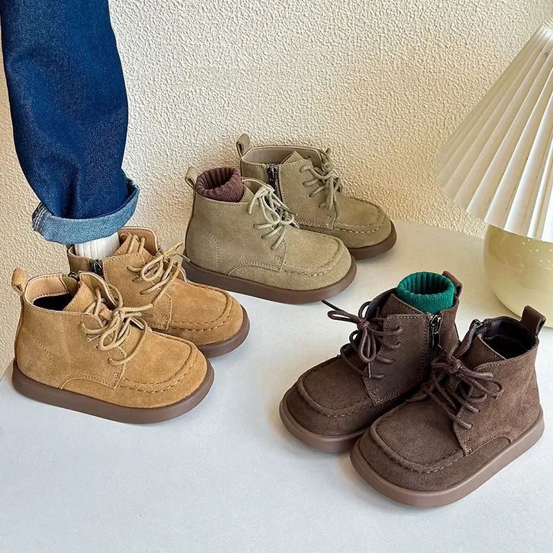 Little Boys Shoes Fashion Kids Ankle Boot Child Leather Shoes 1-6 Years Old Babies Ankle Boot Mocha Nude Booties Brown Coffee