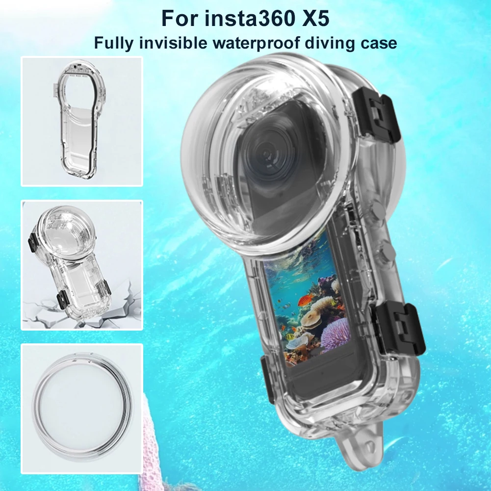 ダイビングケース Insta 360 X5 防水ハウジングカバー水中プロテクターアンチスクラッチ不可視ダイビングケースカメラアクセサリー