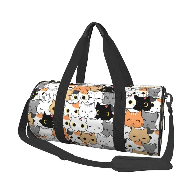 Bolsa de lona con estampado de gatitos para niñas y niños, bolsa de gimnasio deportiva impermeable, bolsas de mano de viaje para la noche