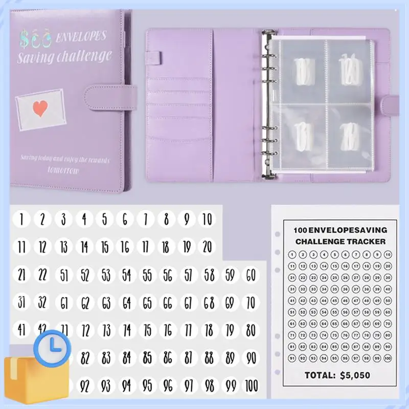 

Popular 100 Envelopes A5 Money Saving Budget Binder Challenge Book To Save 5,050 Valentine's Day With Cash Envelopes Black 1 Set