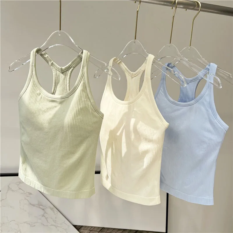 Women Longline Inner Padded Racerback Crop Tank Tops Basic Lounge Slim Fit Workout Tops for Gym Yoga Fitness