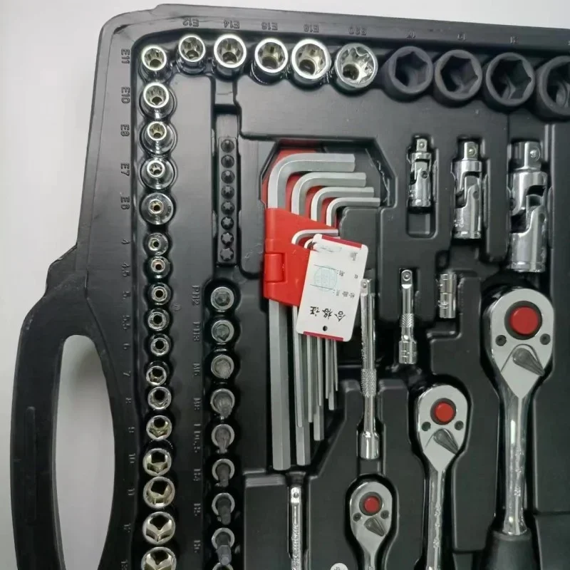 ใหม่ Multi-sppecification ratchet spanner ฮาร์ดแวร์รถซ่อมชุดเครื่องมือจุดช่างเครื่องมือฮาร์ดแวร์ซ่อมรถยนต์ 121 ชิ้นเครื่องมือ s