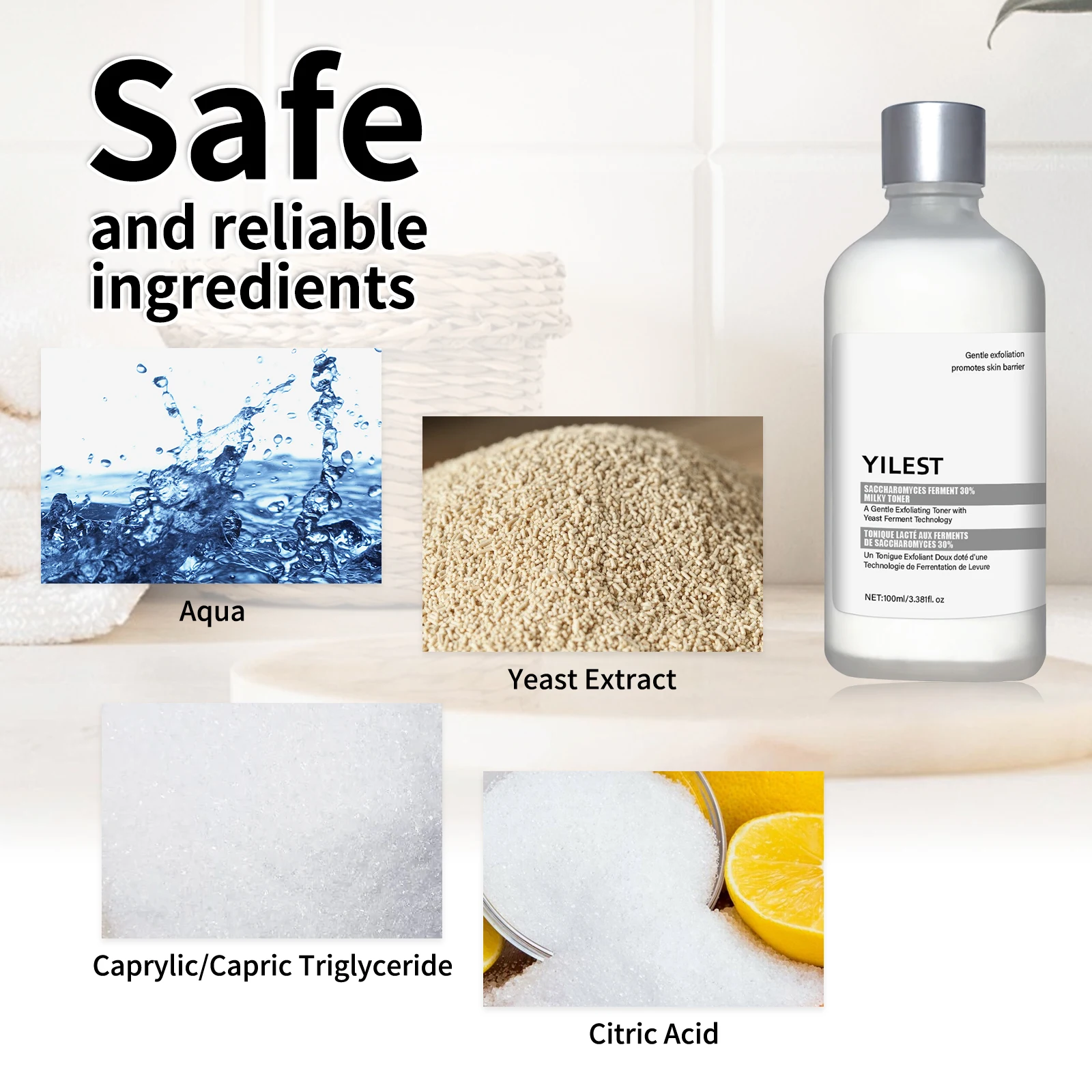 YILEST 100ml Tónico exfoliante Aliviar la sequedad Nutrimento profundo Revitalizar la fermentación de la piel para una piel suave, brillante y hidratada