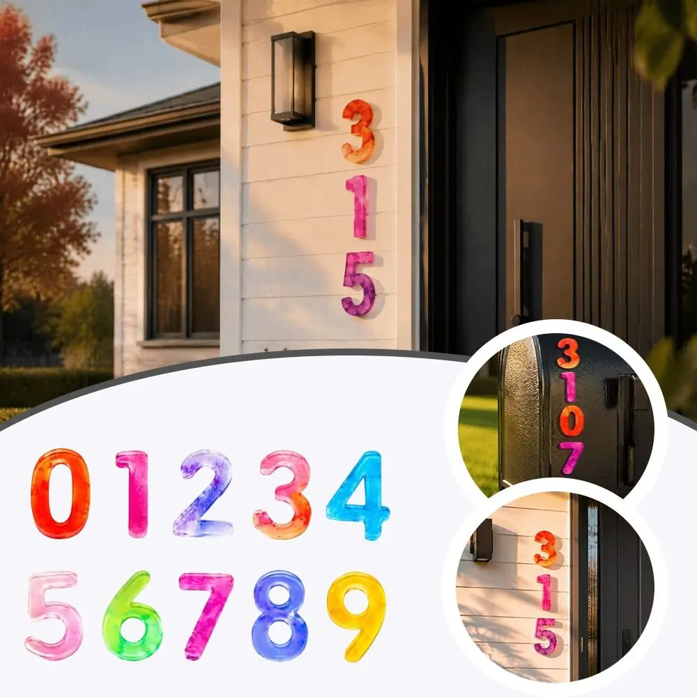 3D Raised House Number Stickers Waterproof Self Adhesive Address Number Sign Multi-Color Fade Resistant Number Marker