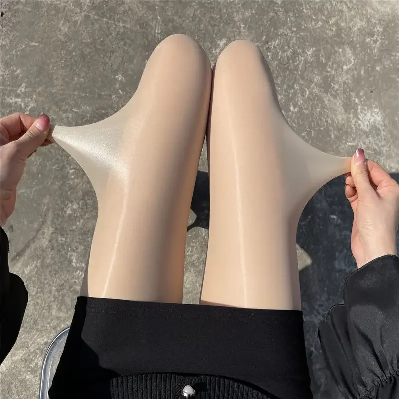 Summer Thin Anti-slip Silicone Shiny Stockings Ultra-fine Smooth Oil Glossy Leggings High-gloss Translucent Tights