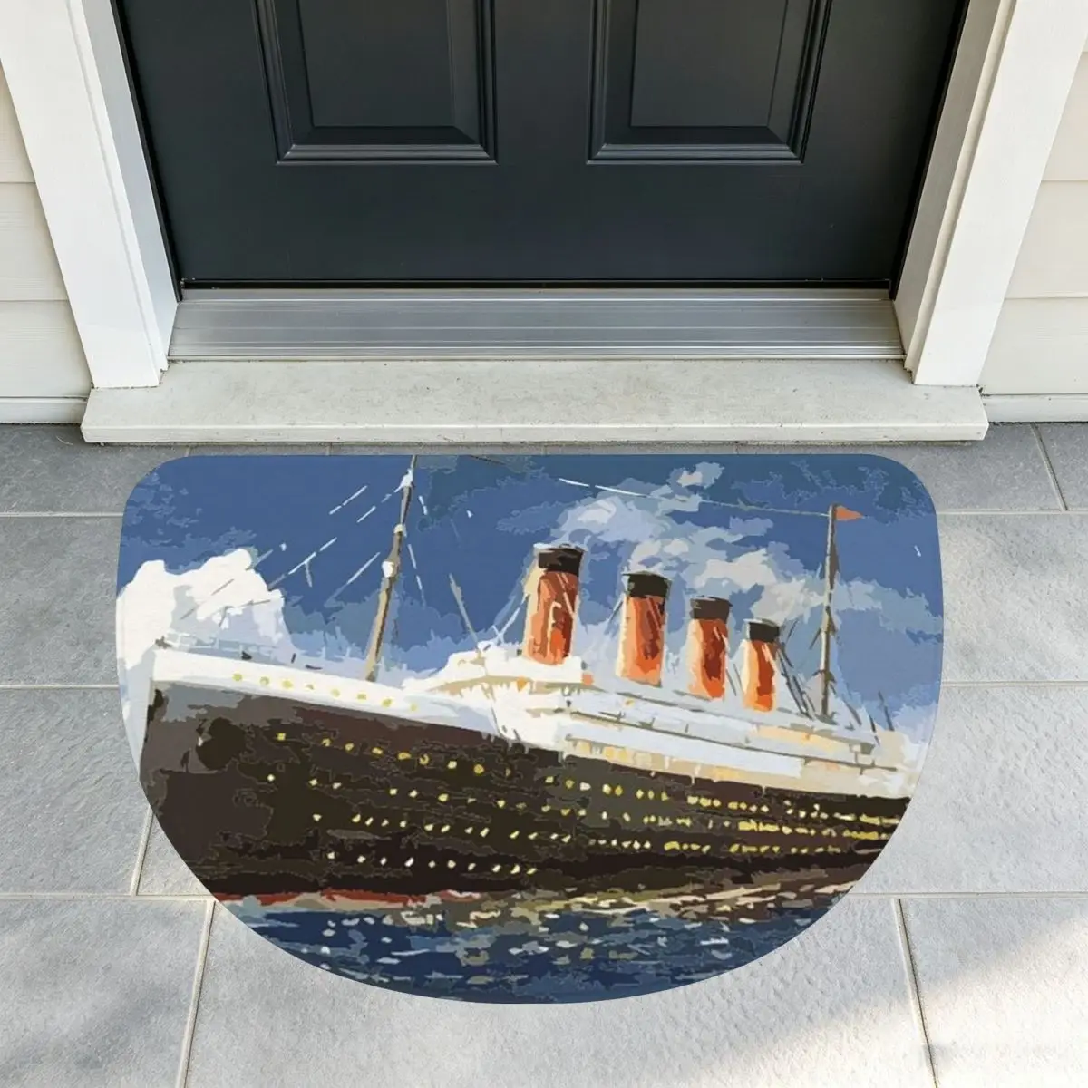 The Most Popular Ship Of All Times, Titanic. Soft Flannel Half Round Doormat Non Slip Bathroom Mat Absorbent Floor Carpet
