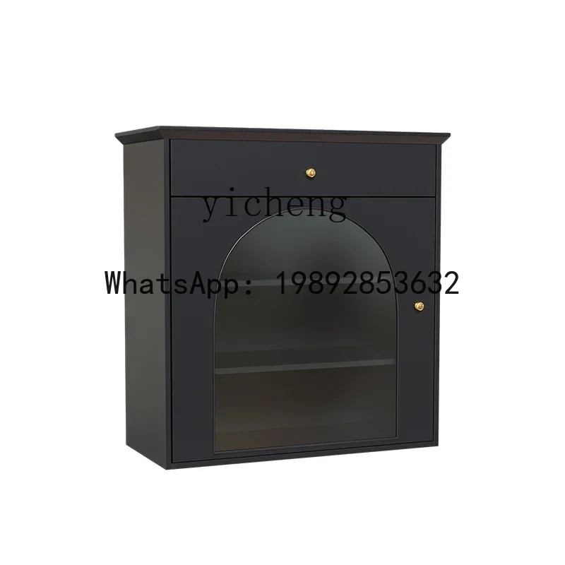 

GZ Modern Living Room Side Cabinet Solid Wood Storage Glass Sideboard Cabinet Wall Light Luxury Storage Cabinet