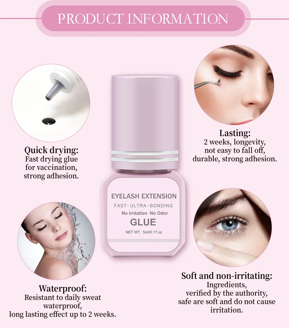5ml Fast Drying Strong False Eye Lash Extension Glue Adhesive Retention 7-14 days Glue Adhesive Individual Lashes Glue