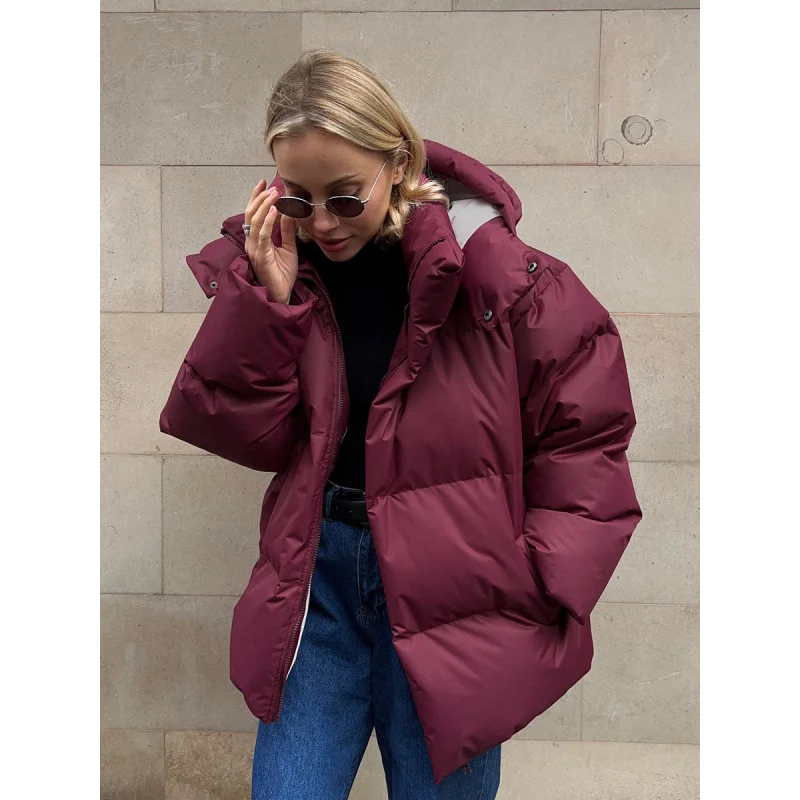 2025Women's Fashion Winter Cotton Jacket，Loose Cotton Padded Jacket with Hood，Super Warm Cotton Jacket