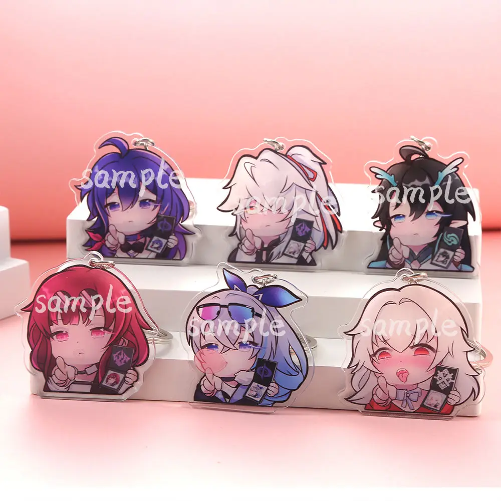 Honkai:Star Rail Blush or ID photo Cosplay Props Acrylic Figure Keychain Metal Holder Key Ring Key Chain Cover Hang Jewelry Gift