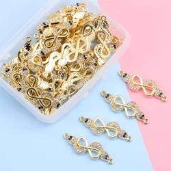 10pcs Wholesale Zinc Alloy Snake Charm Rhinestone Infinite Loop Jewelry Connector DIY Girl's Anklets Bracelet Unfading