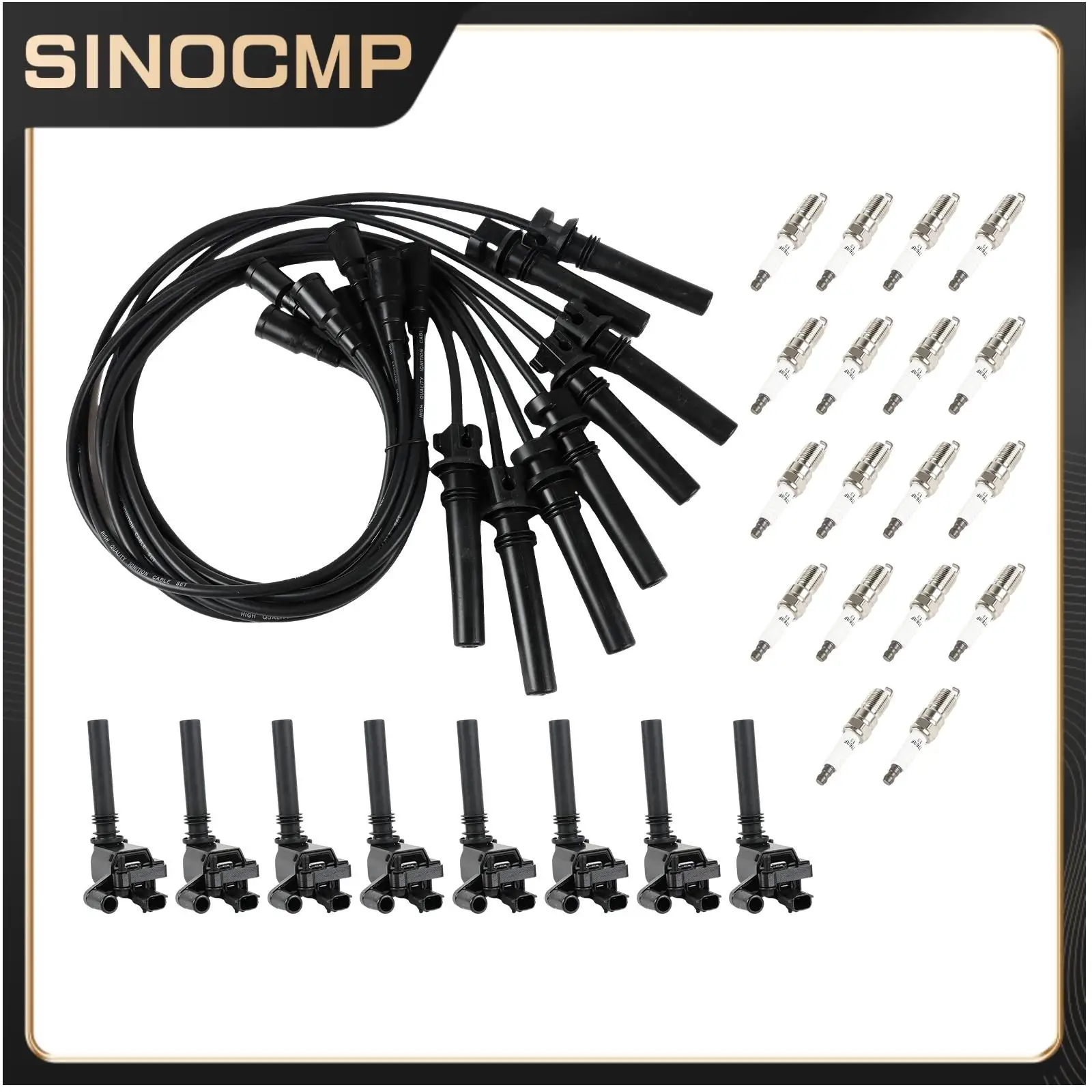 

UF378 8 катушек зажигания + 16 иридиевых свечей зажигания + 8 проводов для Dodge Ram 1500 2500 3500 5,7 л V8, аксессуары для системы зажигания