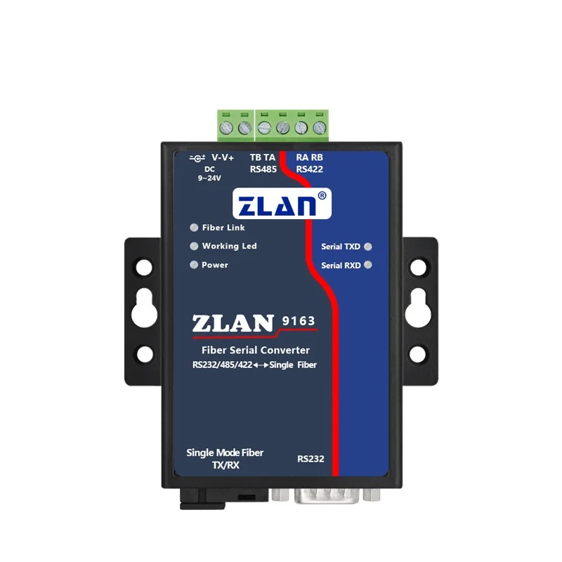 

485-в-Волоконный трансивер с последовательным портом 232/422-в-Волоконный оптический трансивер одномодовый одноволоконный SC ZLAN9163