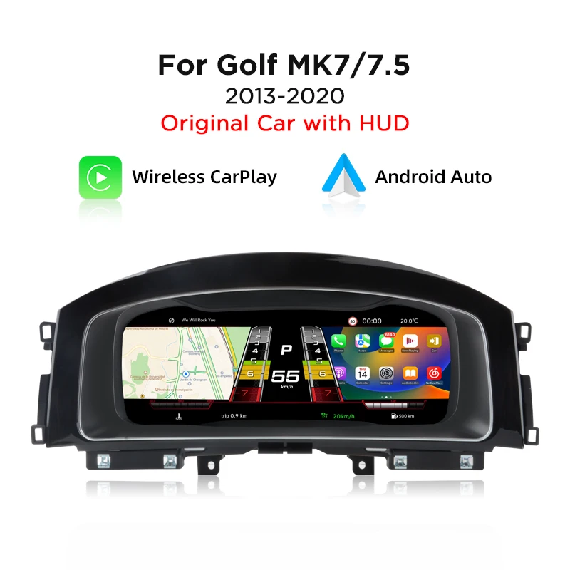 AWESAFE 12.3/10.25 1920*720 LCD Digitaal Cluster Dashboard voor VW Golf 7 Scirocco Golf 6 Golf 5 Sharan T6 MK7 Passat B8 B6 B7 CC Tiguan L Instrumentenpaneel Snelheidsmeter Virtuele Cockpit Met
