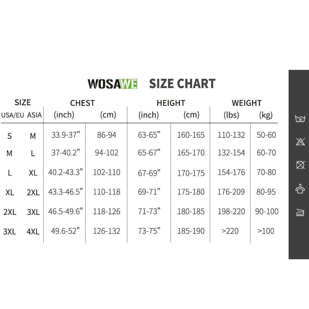 WOSAWE Windproof Cycling Jackets MTB Bike Windbreaker Reflective Breathable Running Jacket Men's Coat With YKK Zipper & Pockets