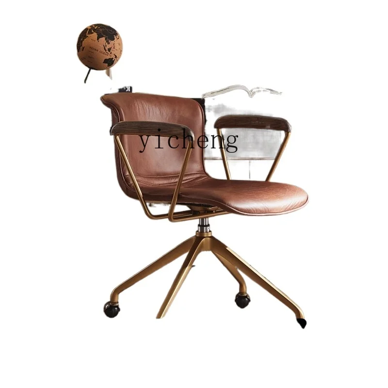 YY Nostalgic Antique Office Chair Industrial Iron Computer Swivel Chair