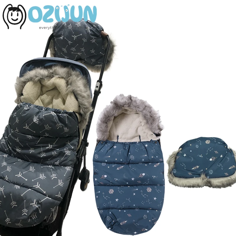 Baby Winter Outdoor Tour Stroller Sleeping Bag Stroller Footmuff cover Thick warm fleece Bunting Bags For Newborns