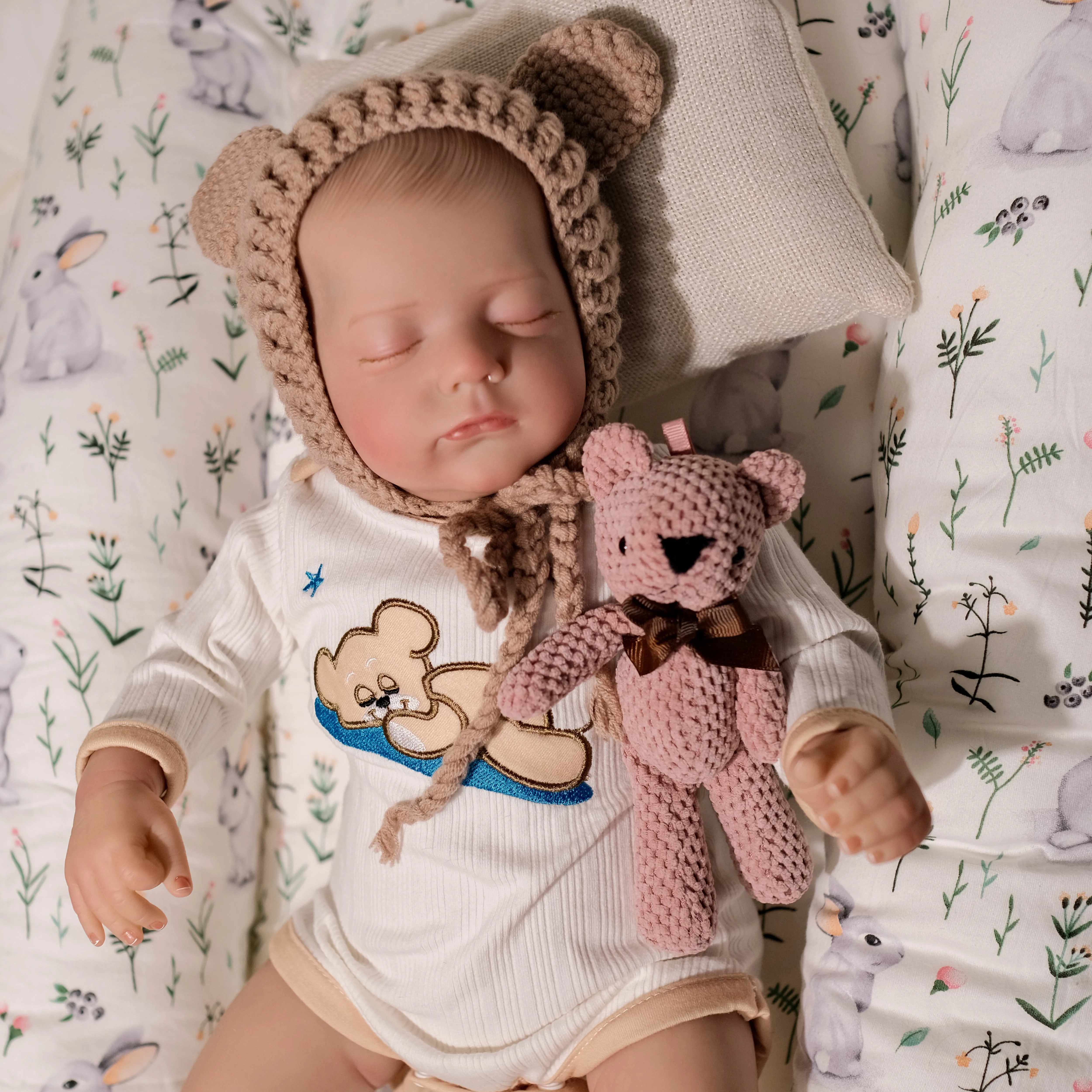 19inch Already Painted Finished Doll Soft Cloth Body Alessia Reborn Sleeping Baby Doll with 3D Skin Multiple Layers Painting