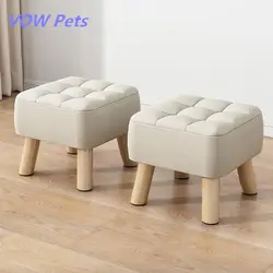 Vowpets Household Low Stool Simple Cloth Low Stool Footrest Soft Bag Solid Wood Children Sit On Sofa Stool In Living Room Chairs