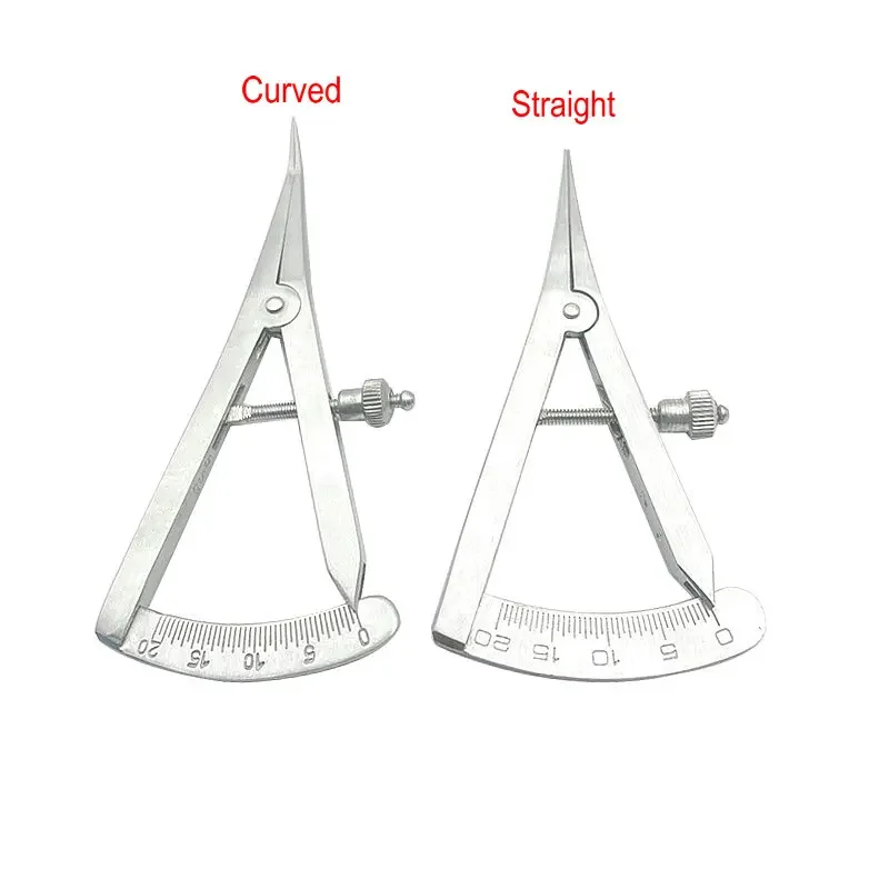 Dental Stainless Steel Gauge Caliper Implant Ruler with Curved/Straight Head Measuring Tools