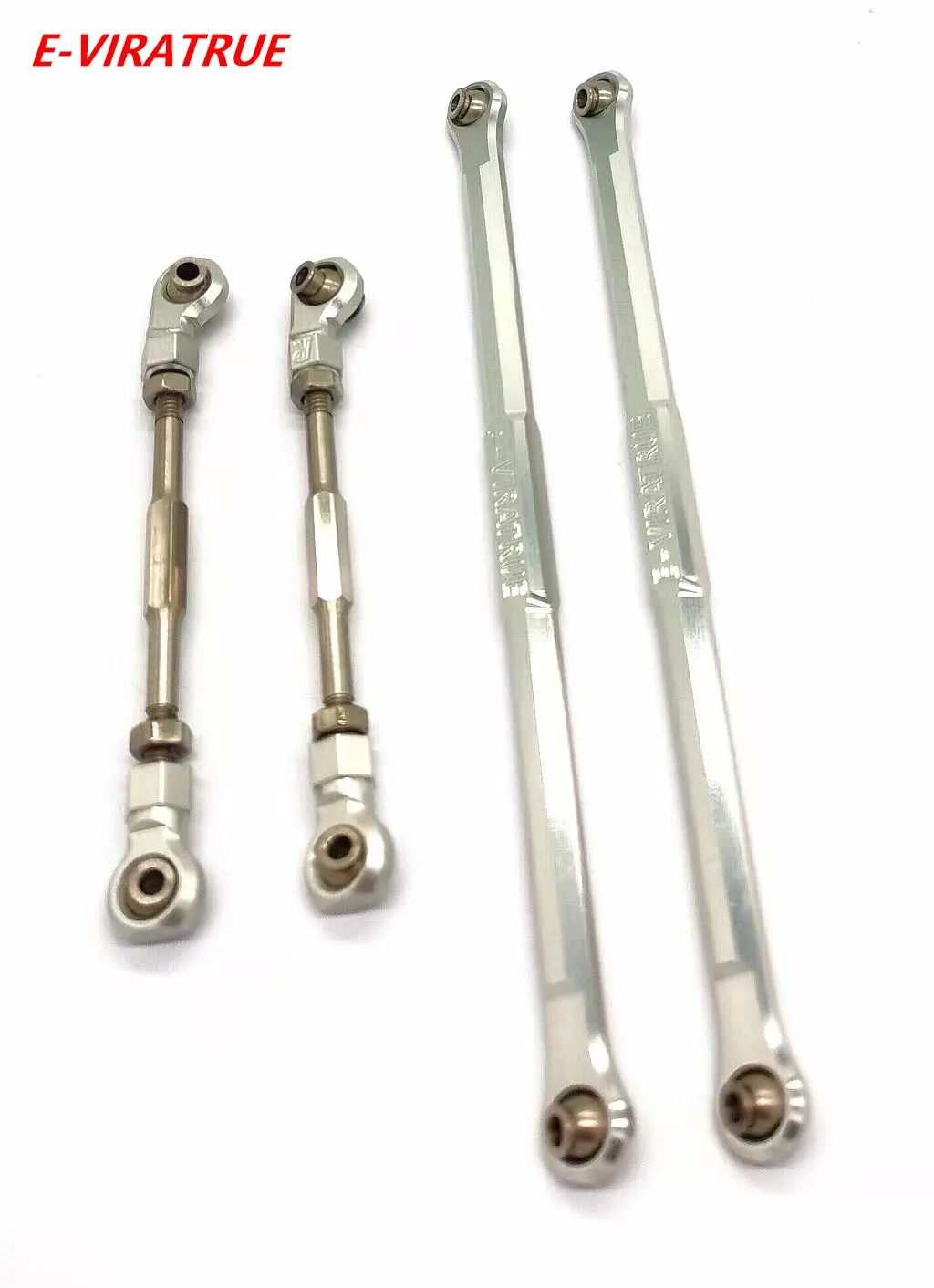 E-VIRATRUE 7075 Aluminum Adjustable Front Steering Link Rod&Rear Link Rod For Losi Baja Rey 1.0&2.0 1/10 4pcs