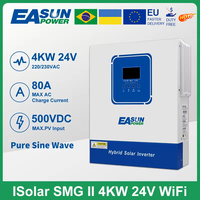 Easun 4000VA 4000W Hybrid Solar Inverter 24V Built MPPT 100A Solar Controller 230VAC Out-put Voltage Max PV 500VDC Support WIFI